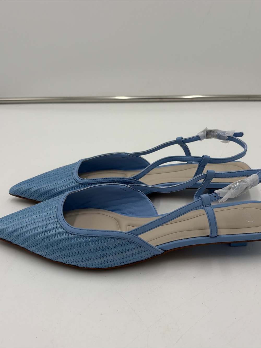 Franco Sarto Pheby Slingback Kitten Heel Blue Leather Woven Women’s Size 9 NWOT - Picture 4 of 8